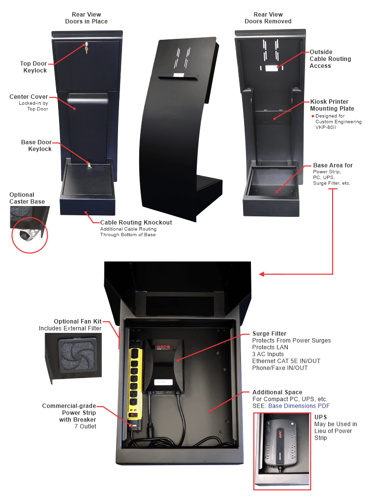 touch kiosk enclosure features